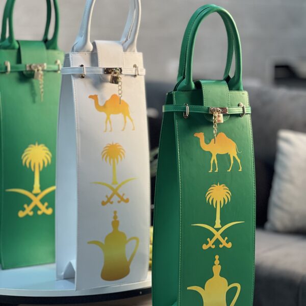 Asalah Bag – شنطة الأصالة / Green Color only (Palm Tree, Camel, and Arabic Coffee Thermos)