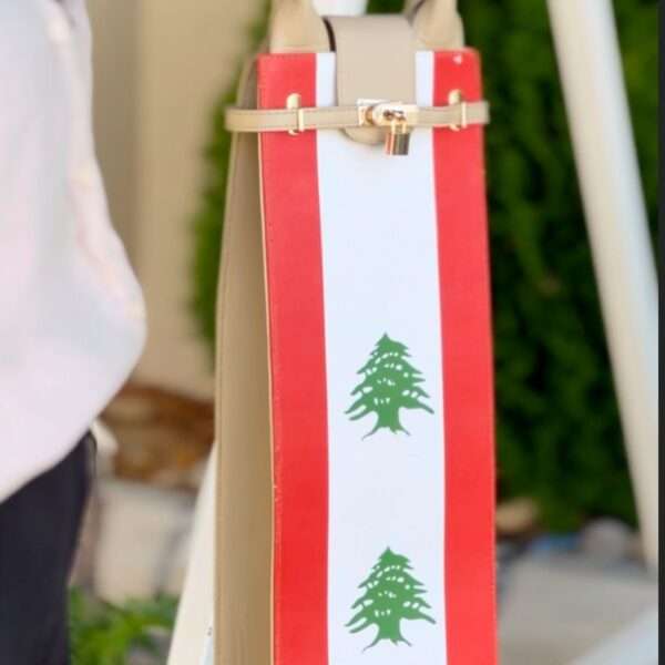 Hookah Bag Beige Leather - Lebanon Flag Printed